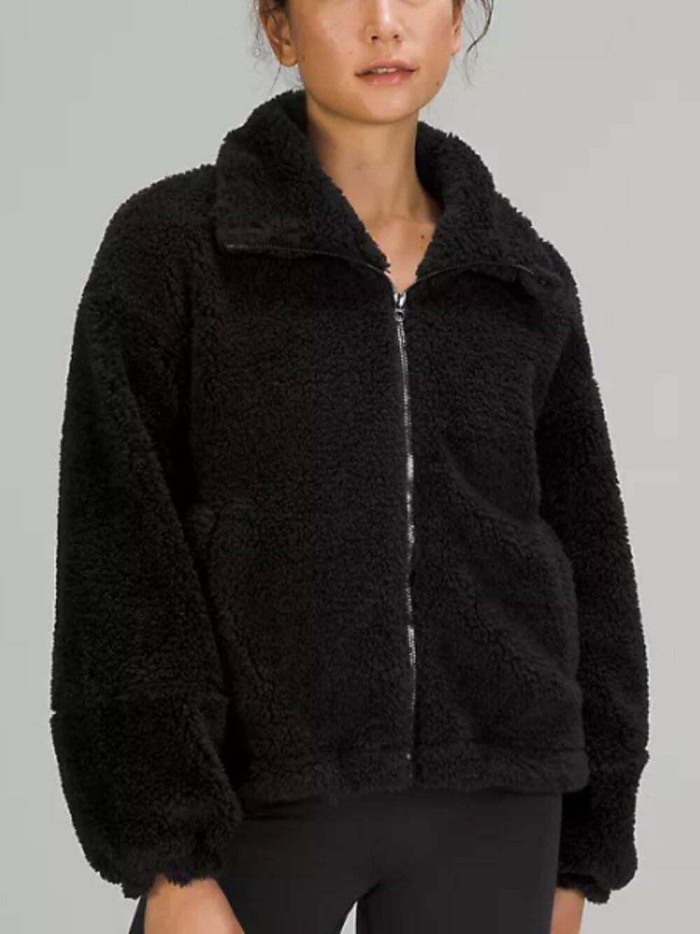 EUC Lululemon Women's Cinchable Fleece Full Zip Jacket Size 4 Black